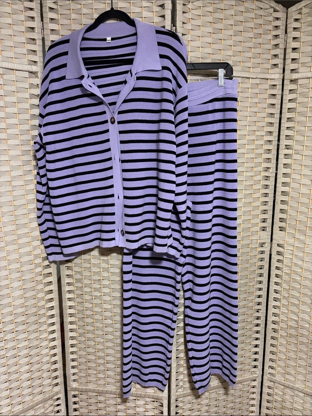 Lavender and Black Knit Matching Set